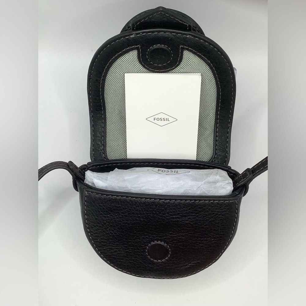 ๐NWT๐Fossil Harwell Mini Flap Crossbody Black Leather Purse - Picture 6 of 16